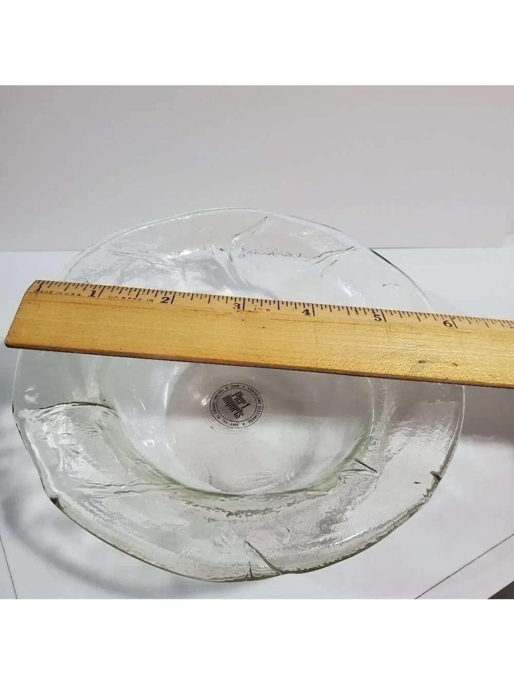 Pier1 Imports Handblown Glassware floral embossed cabbage leaf bowl